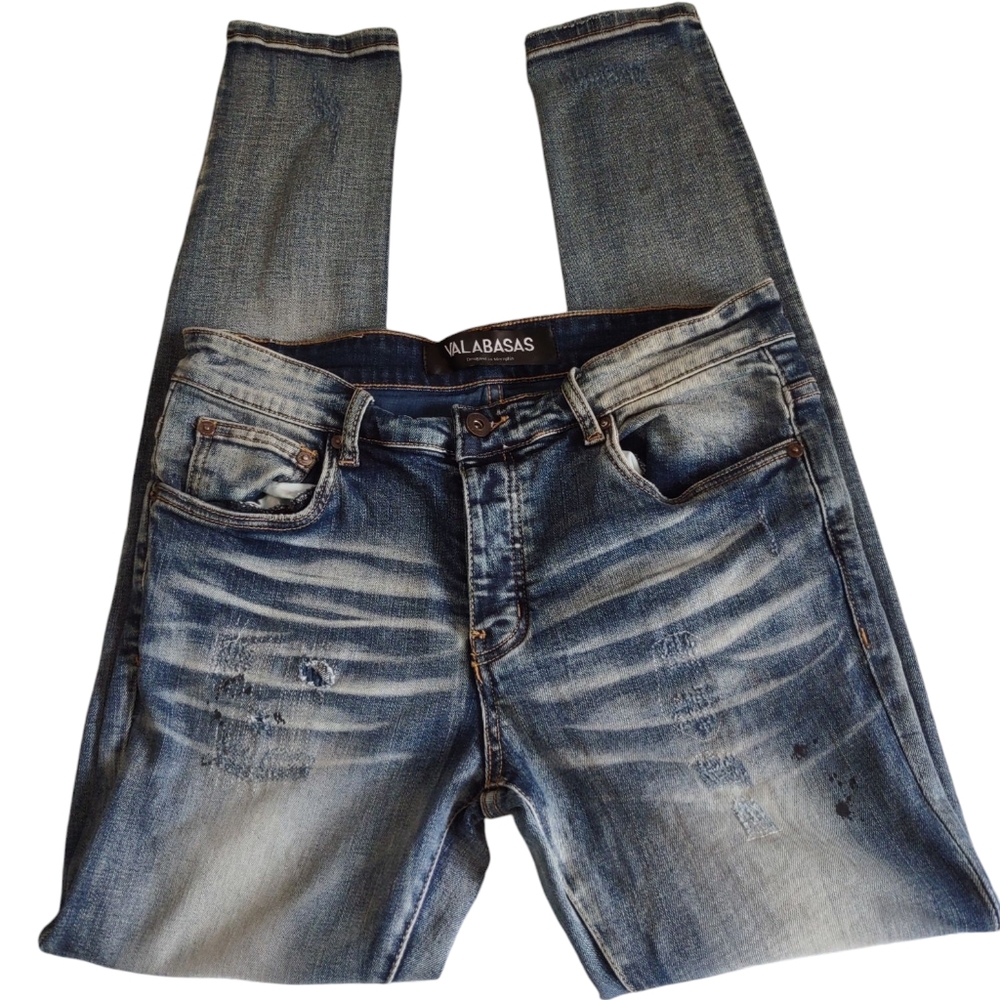 Valabasas Size 32 Distressed Paint Splatter Jeans